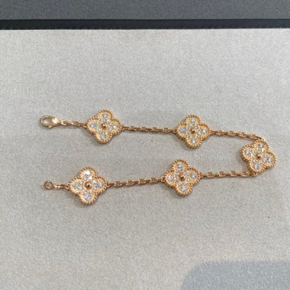 [basloveJW]CLOVER 5 MOTIFS  FULL DIAMOND BRACELET