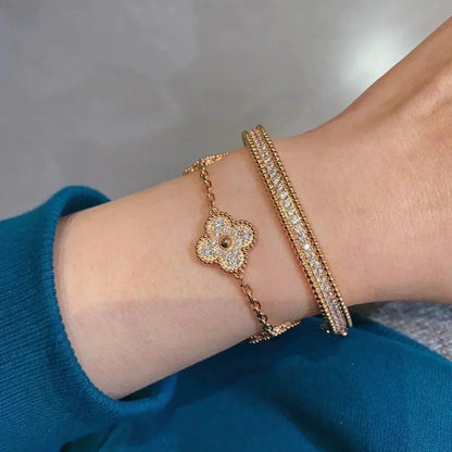 [basloveJW]CLOVER 5 MOTIFS  FULL DIAMOND BRACELET