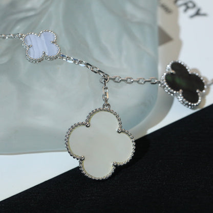 [basloveJW]CLOVER BRACELET 5 MOTIFS MOP CHALCEDONY SILVER