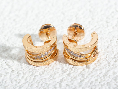 [Basjewels]ZERO 1 PINK GOLD DIAMONDS EARRINGS