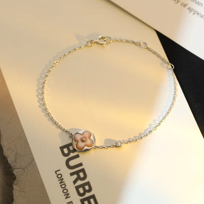 [Basjewels]SUN MOTIF PINK MOP SILVER BRACELET