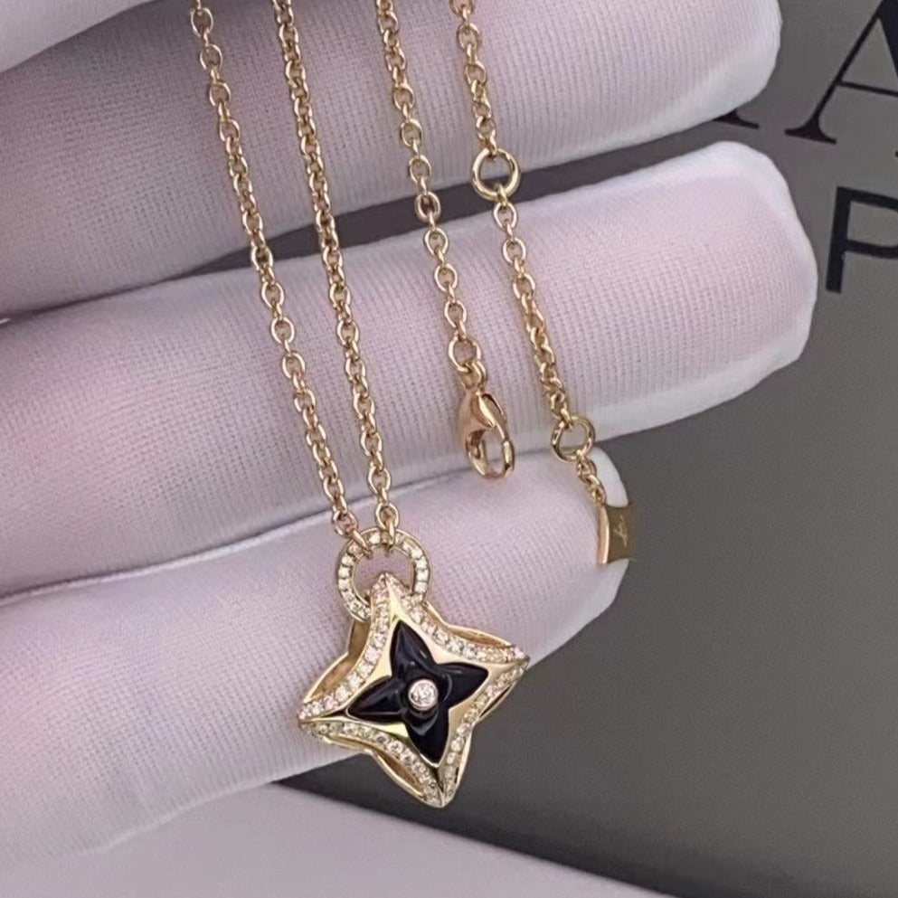 [Basjewels]STAR PEDANT PINK GOLD DIAMOND NECKLACE