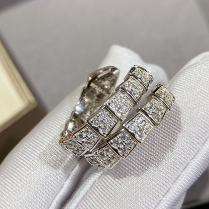 [Basjewels]SERPENTI DOUBLE RING SILVER DIAMOND PAVED