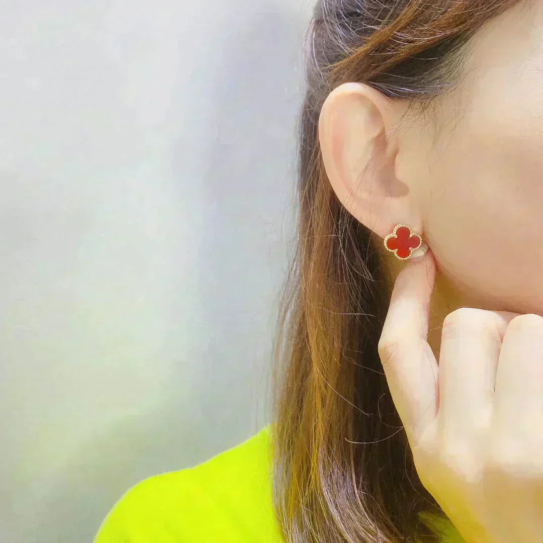 [basloveJW]CLOVER MEDIUM 1 MOTIFS CARNELIAN  EARRINGS