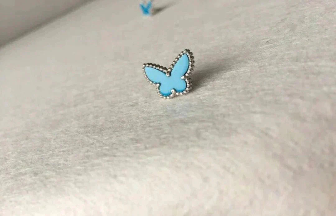 [basloveJW]BUTTERFLY TURQUOISE EARRINGS SILVER