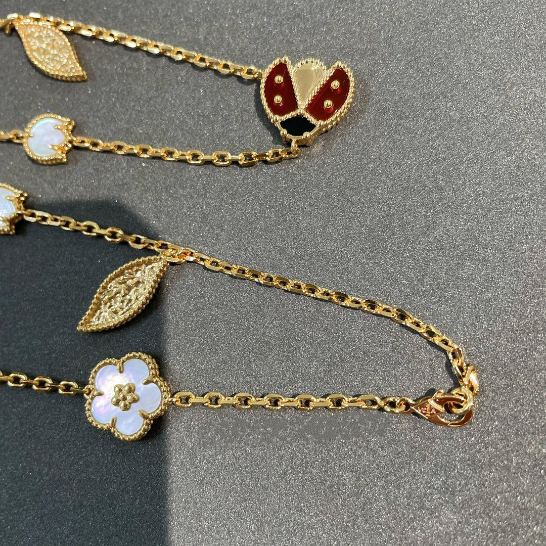 [basloveJW]LUCKY SPRING 15 MOTIFS GOLD NECKLACE