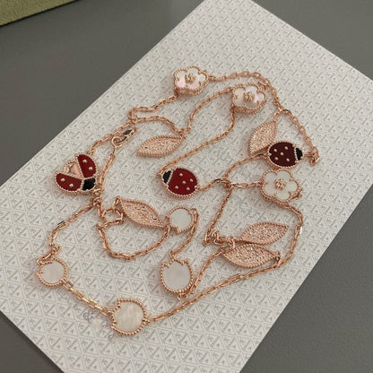 [basloveJW]LUCKY SPRING 15 MOTIFS ROSE GOLD NECKLACE