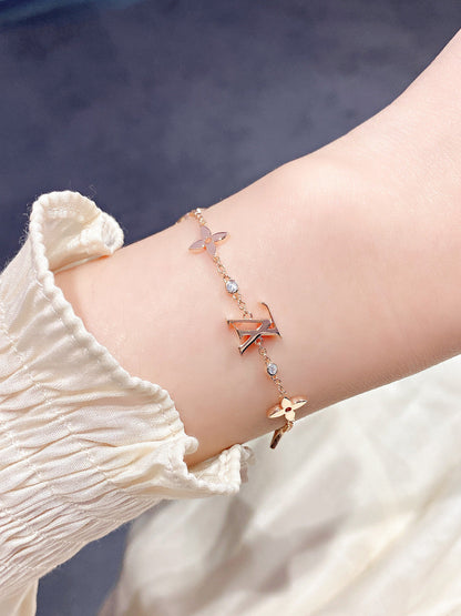 [Basjewels]STAR AND SUN 7 MOTIFS GOLD BRACELET