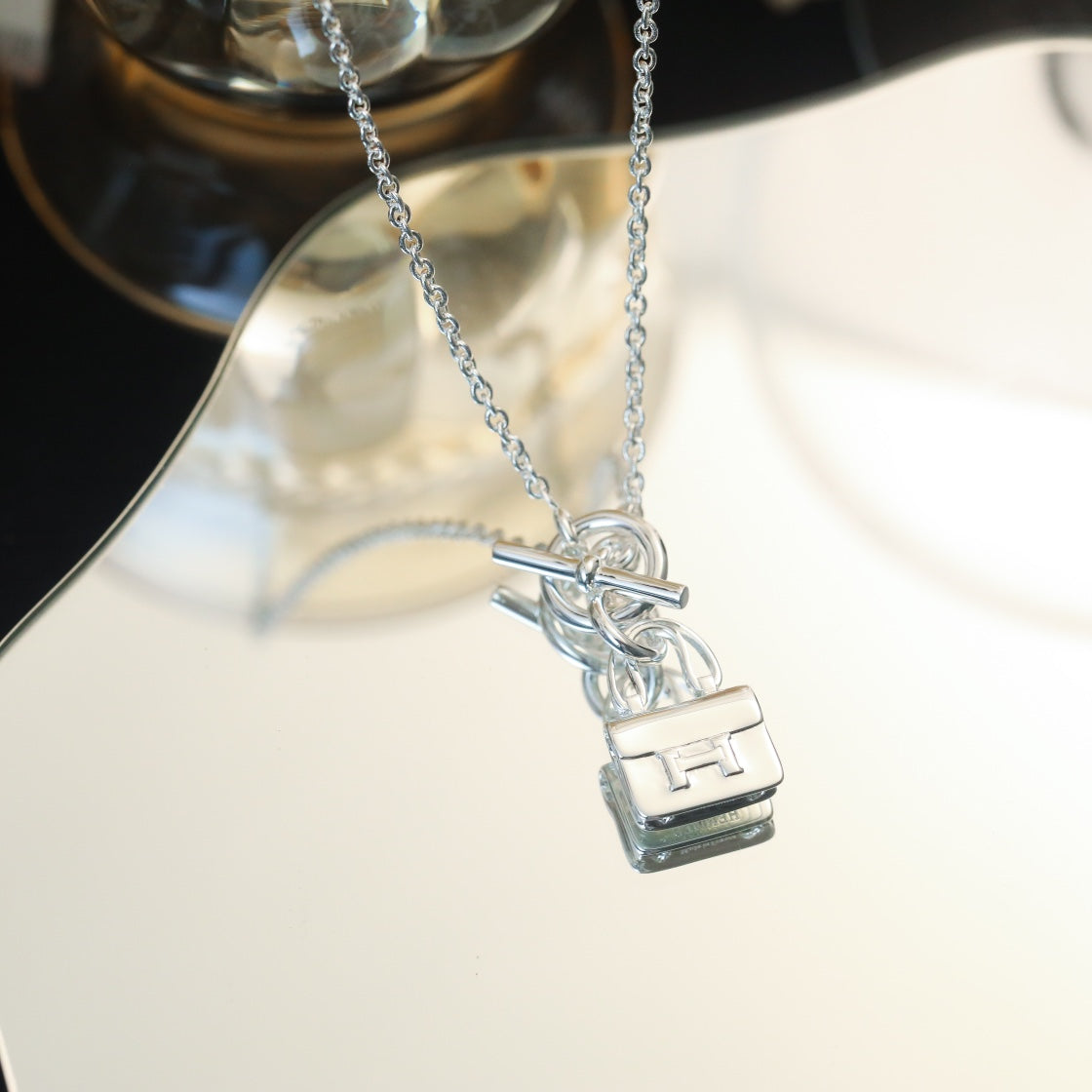 [Basjewels]POP H PEDANT SILVER NECKLACE