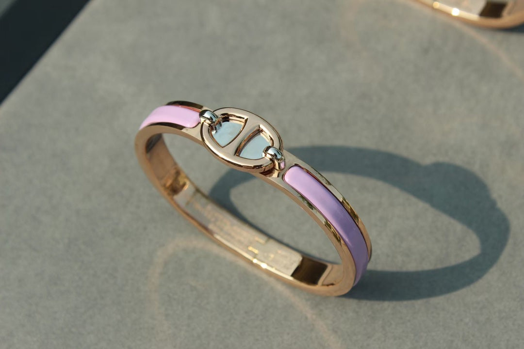 [Basjewels]CLIC CHAINE PINK GOLD BRACELET