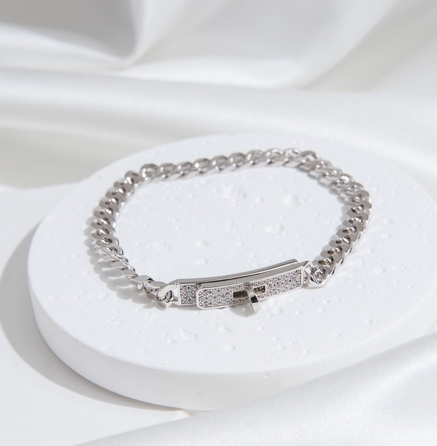 [Basjewels]KELLY CHAIN SILVER DIAMOND BRACELET