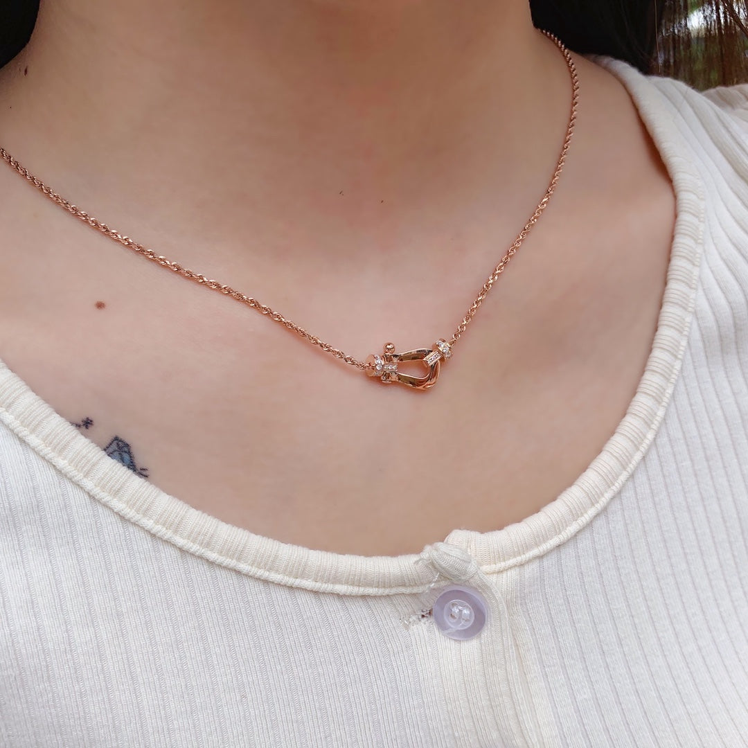 [Basjewels]FORCE 10 PINK GOLD DIAMOND NECKLACE