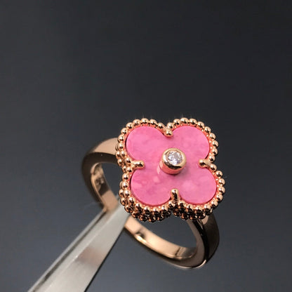 [basloveJW]CLOVER RHODONITE ROSE GOLD RING