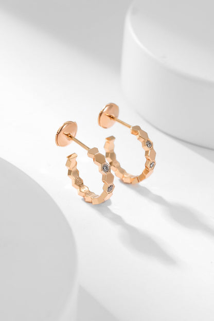 [Basjewels]BEE LOVE DIAMOND HOOP EARRINGS