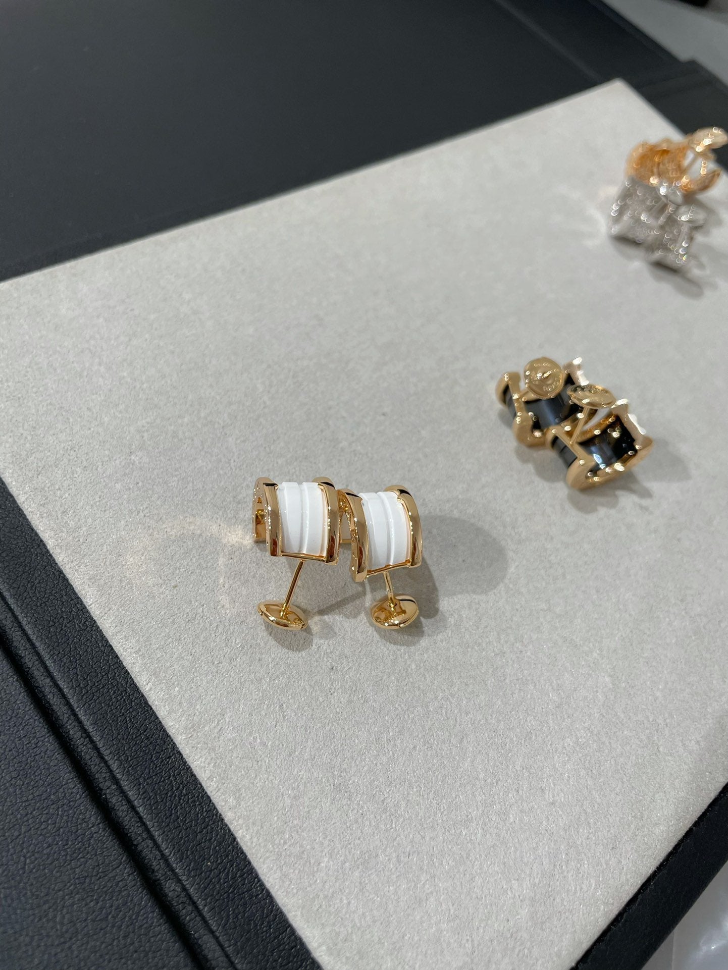 [Basjewels]ZERO 1 PINK GOLD CERAMIC EARRINGS