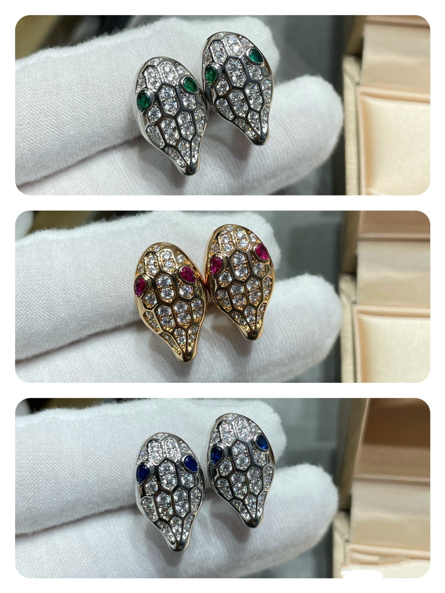 [Basjewels]SERPENT DIAMOND STUD EARRINGS