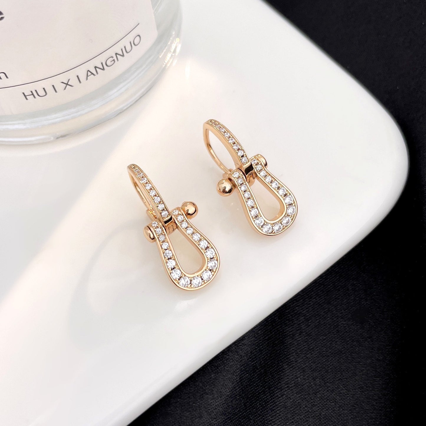 [Basjewels]FORCE 10 FULL DIAMOND DROP EARRINGS MEDIUM MODEL