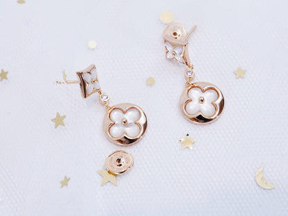 [Basjewels]STAR AND SUN PINK GOLD MOP DROP EARRINGS