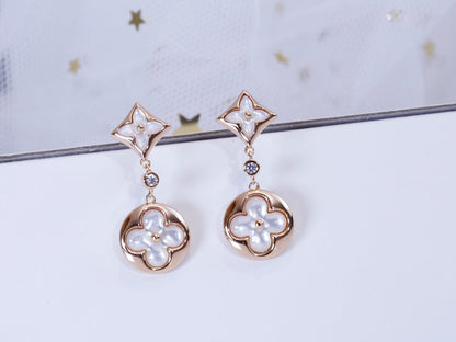 [Basjewels]STAR AND SUN PINK GOLD MOP DROP EARRINGS