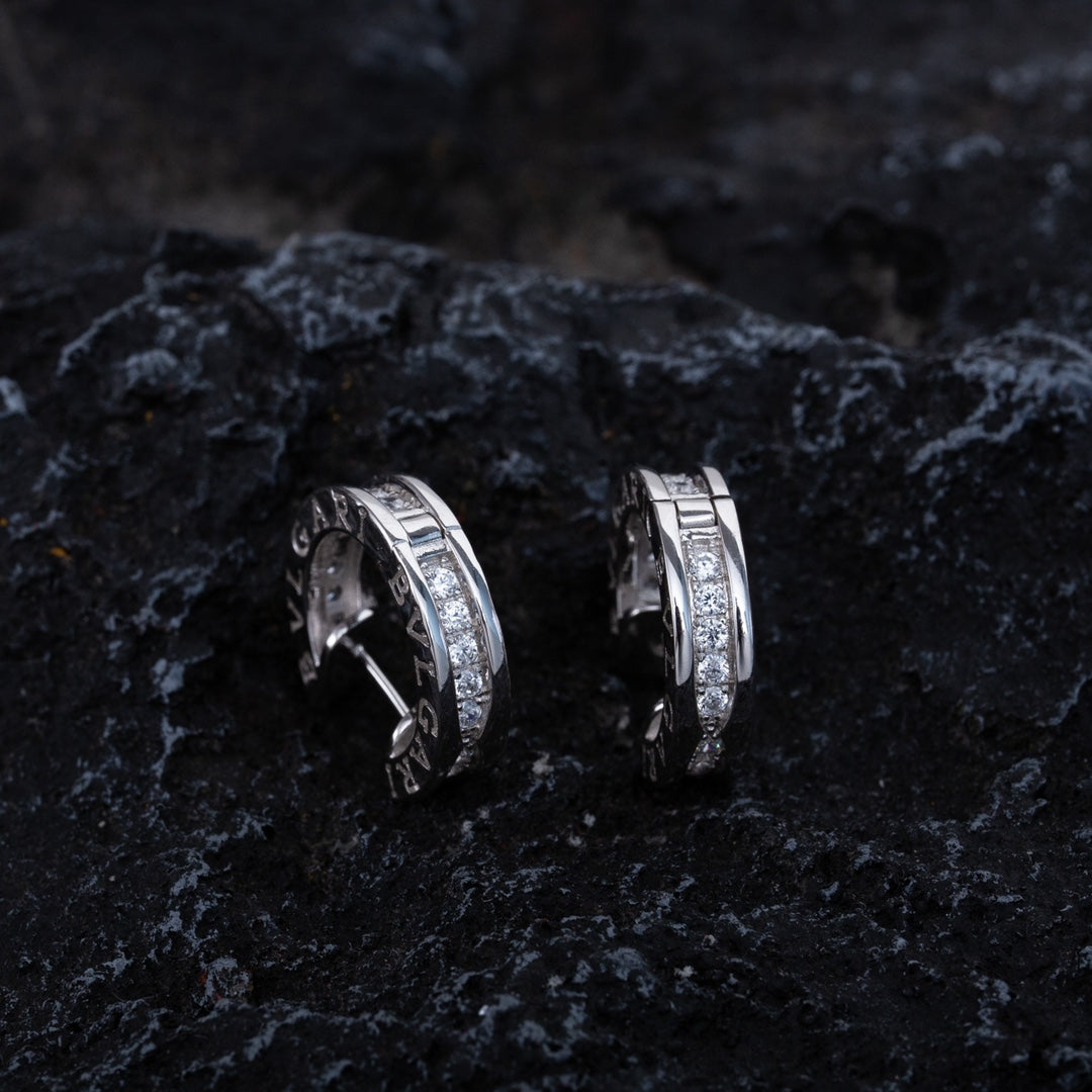 [Basjewels]ZERO 1 MINI SILVER DIAMOND EARRINGS