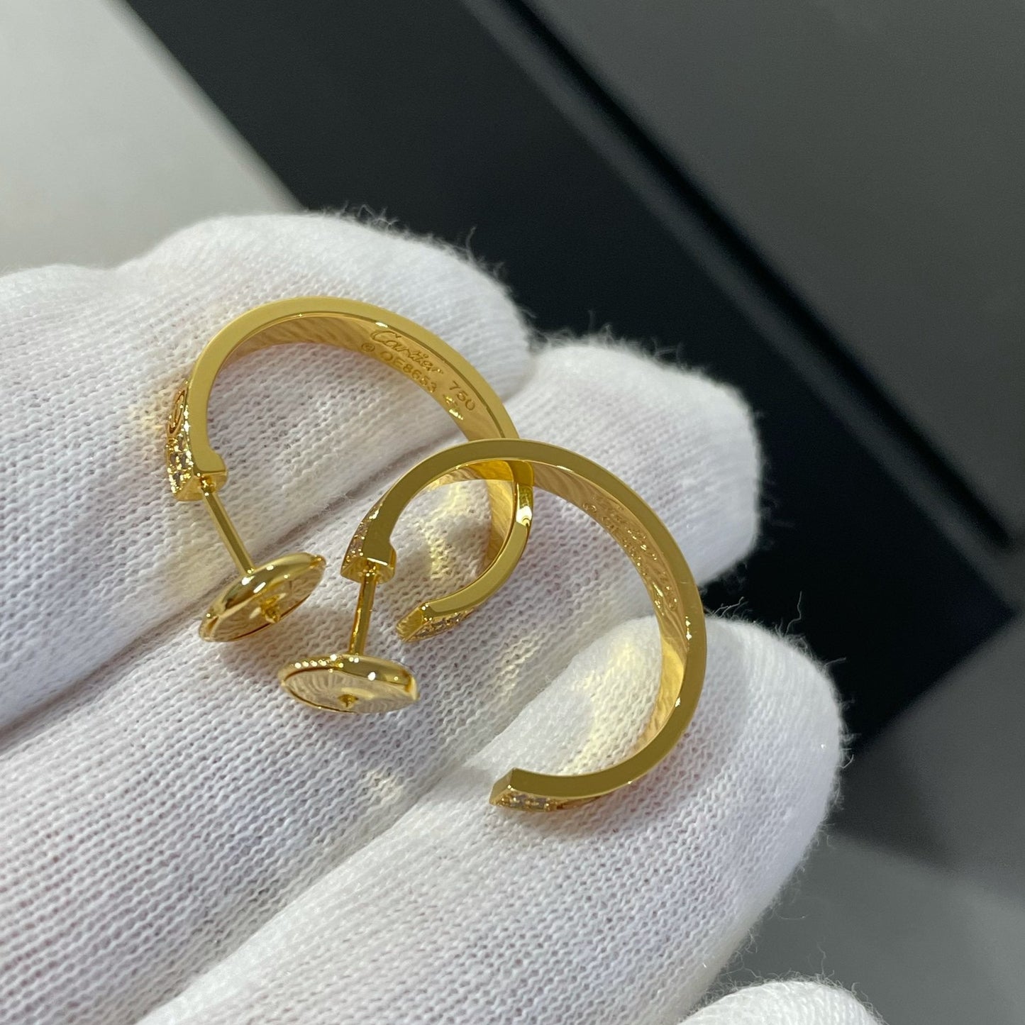 [basloveJW]LOVE DIAMOND GOLD HOOP EARRINGS