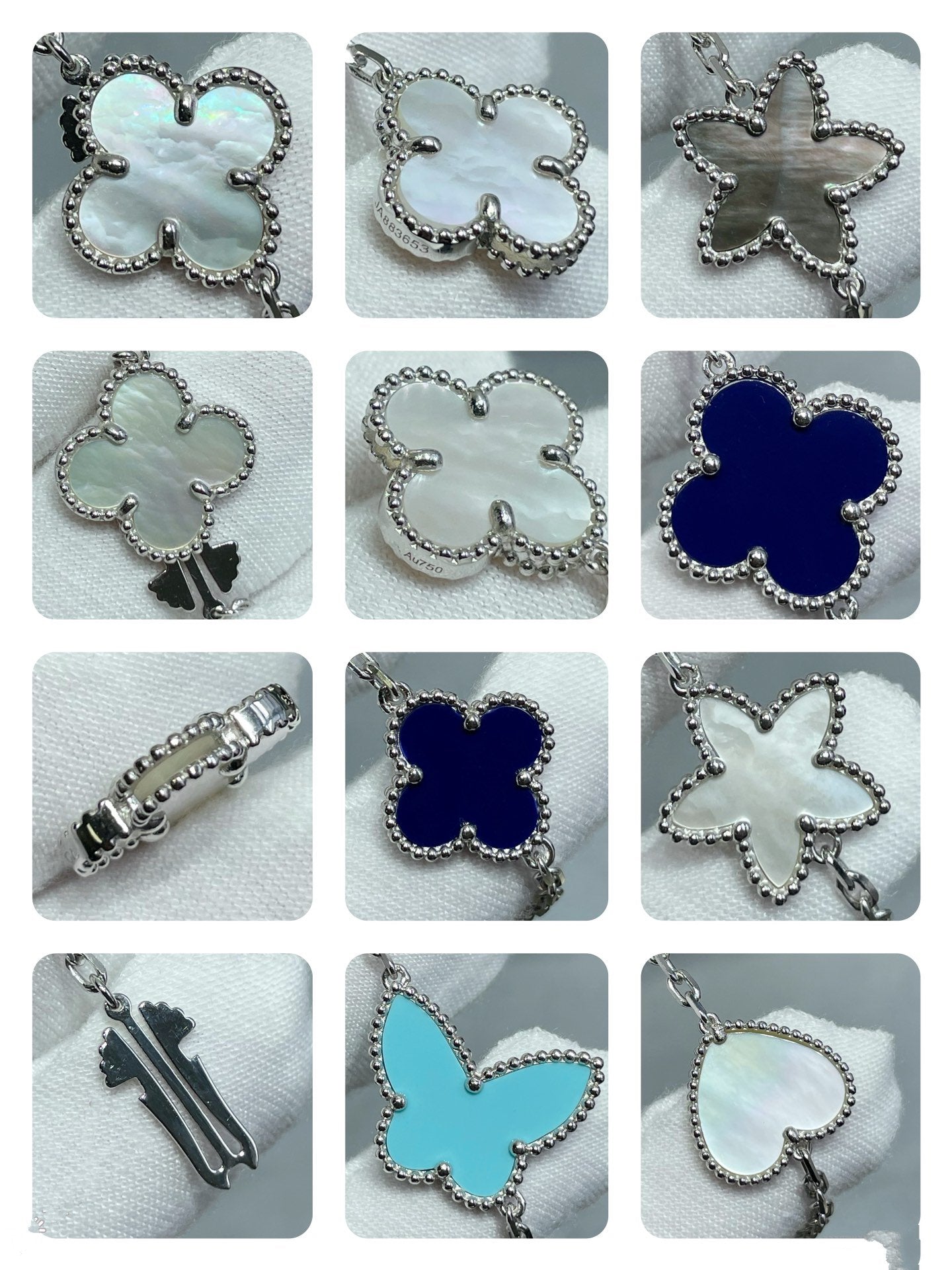 [basloveJW]LUCKY CLOVER SILVER 11 MOTIF NECKLACE