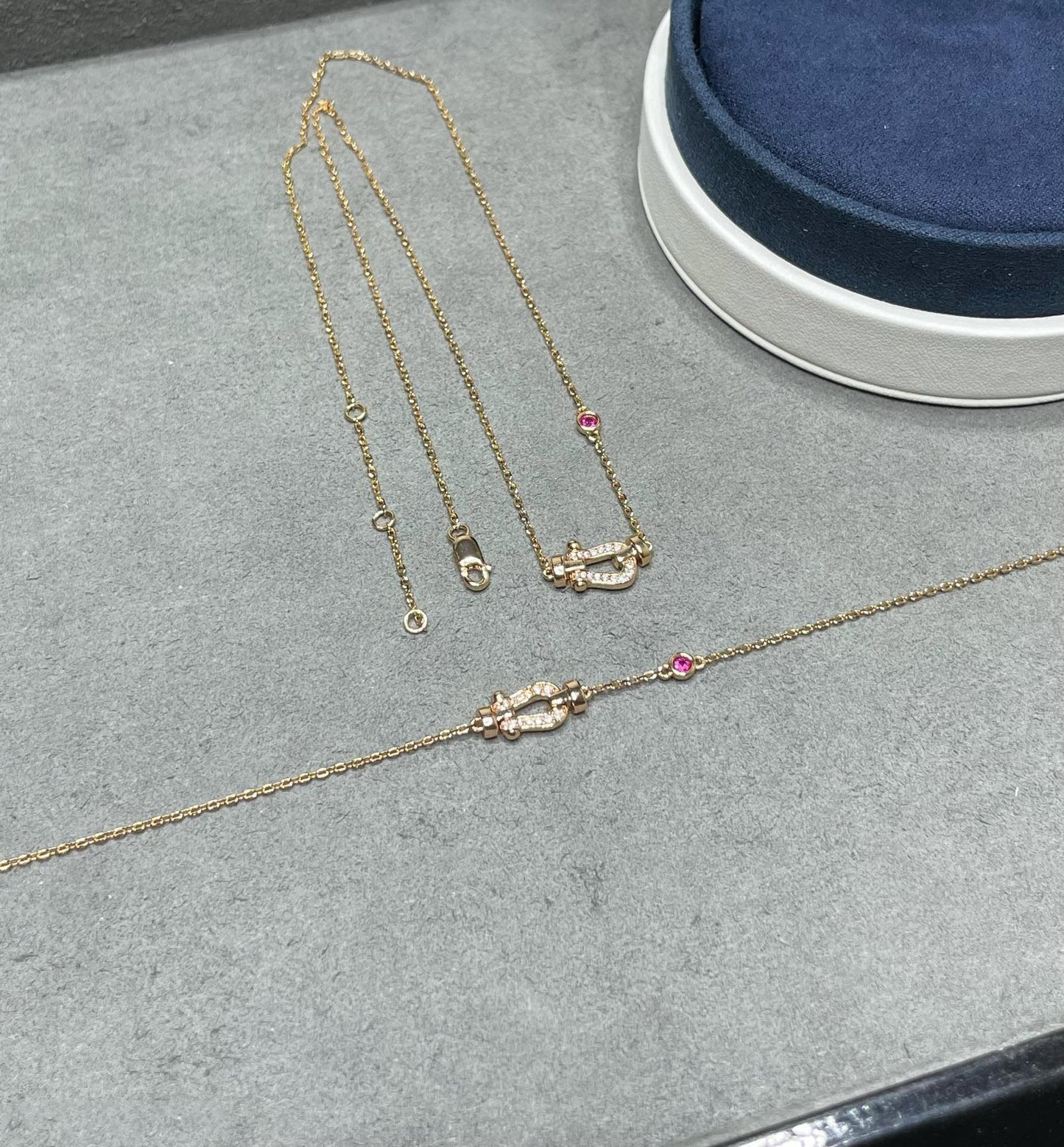 [Basjewels]FORCE 10 DIAMOND PINK GOLD NECKLACE