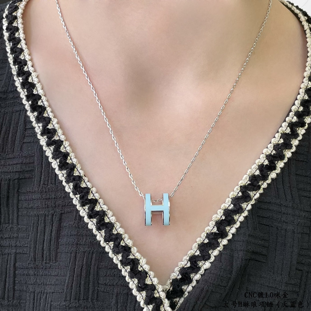 [Basjewels]POP H SKY BLUE NECKLACE