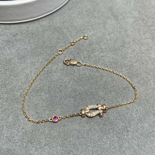 [Basjewels]FORCE 10 DIAMOND CHAIN LINK PINK GOLD BRACELET