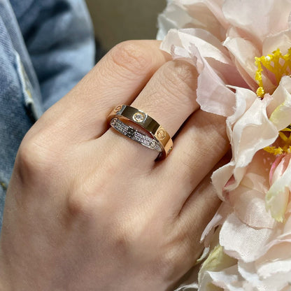 [basloveJW]LOVE PINK GOLD SILVER DIAMOND DOUBLE RING