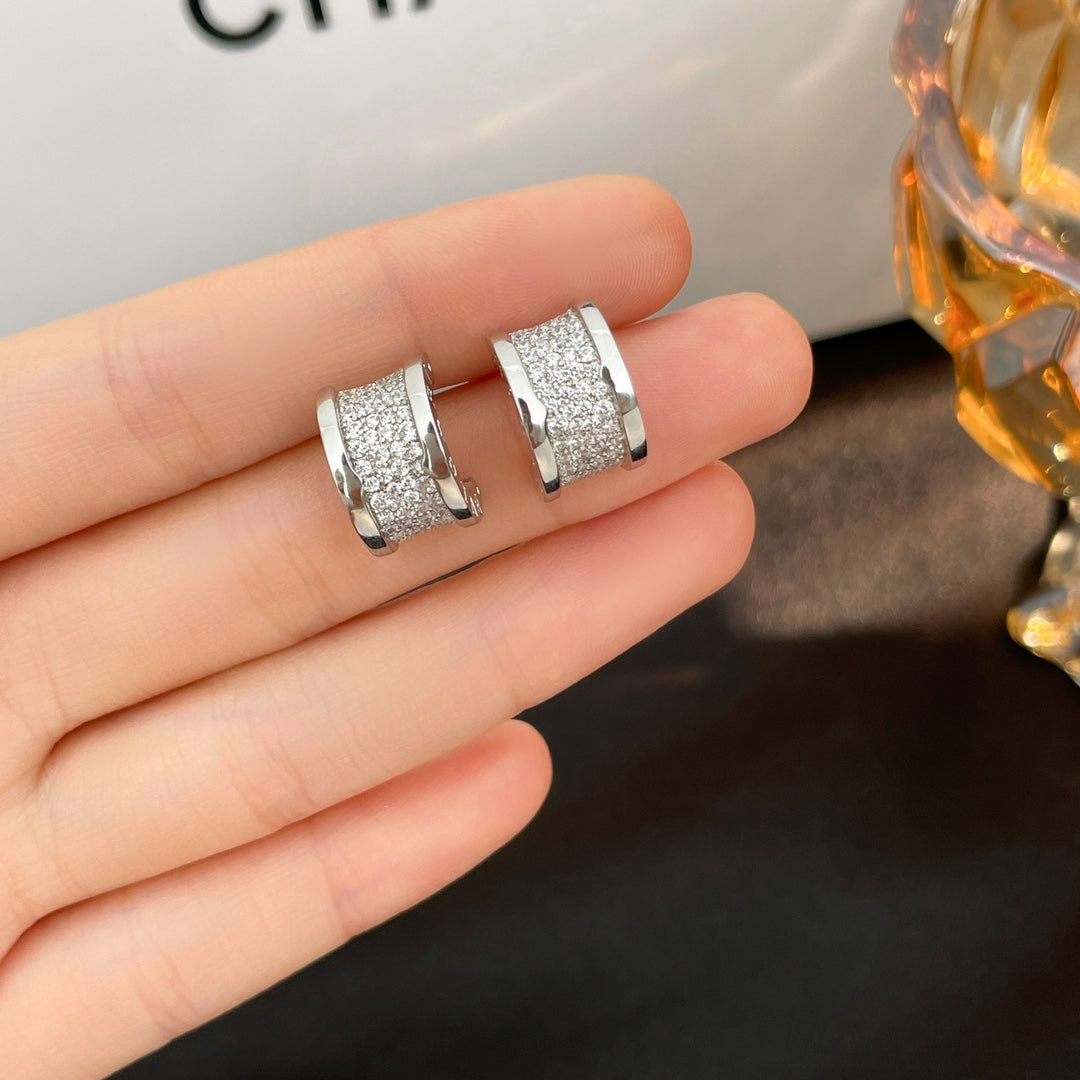 [Basjewels]ZERO 1 DIAMOND PAVED EARRINGS