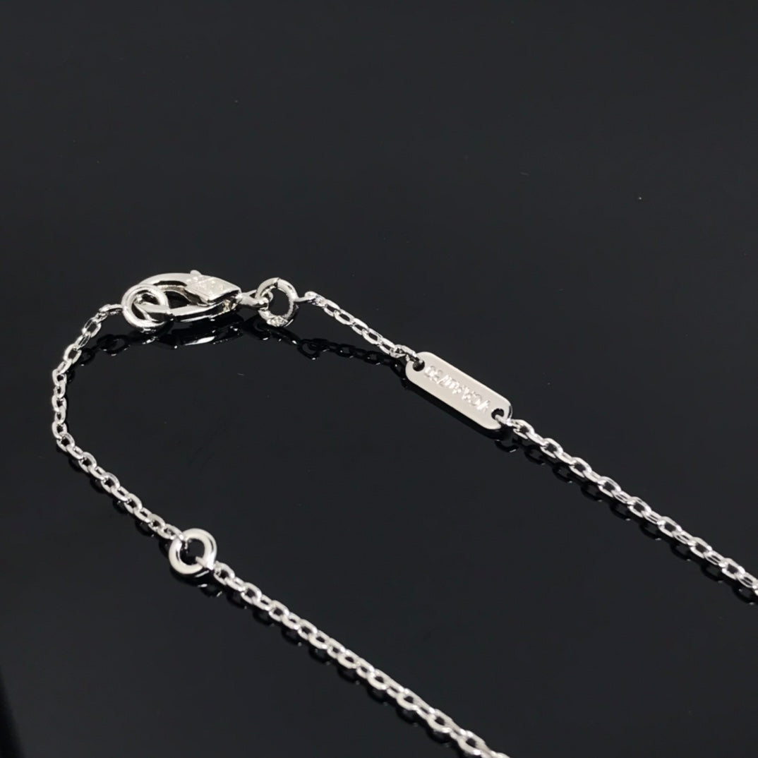 [basloveJW]CLOVER PIETERSITE SILVER LONG NECKLACE