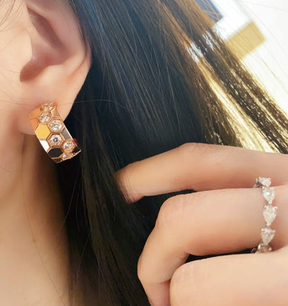 [Basjewels]BEE LOVE DIAMOND HOOP EARRINGS