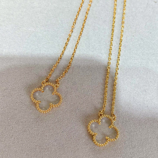 [basloveJW]CLOVER ROCK CRYSTAL ROSE GOLD NECKLACE