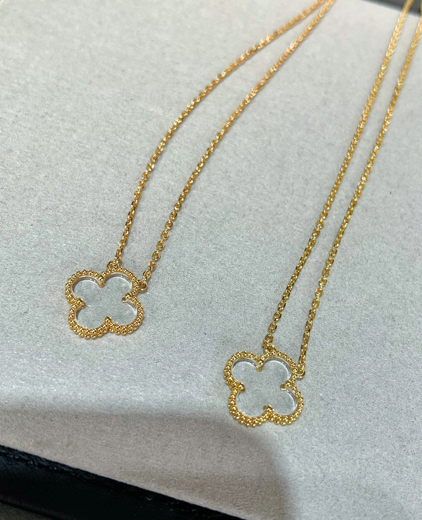 [basloveJW]CLOVER ROCK CRYSTAL ROSE GOLD NECKLACE