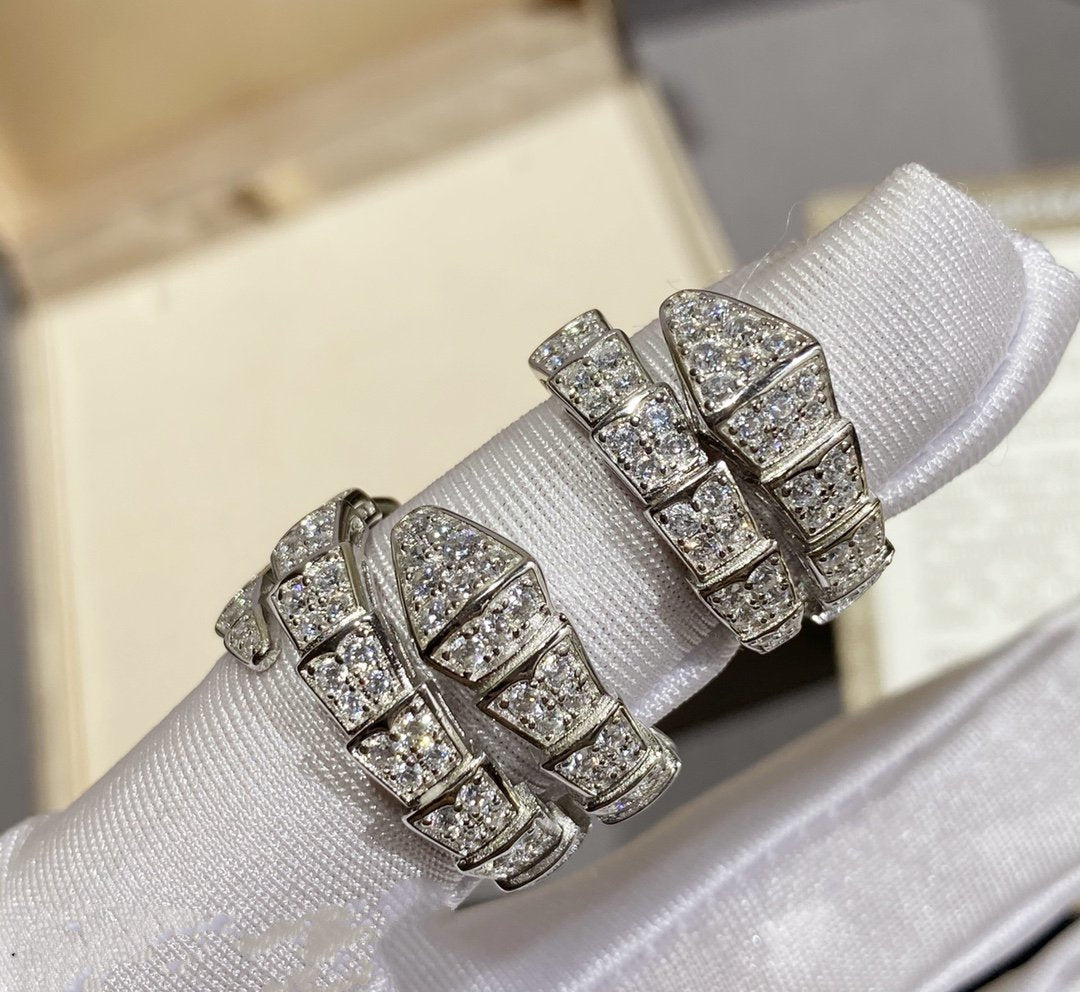 [Basjewels]SERPENTI RING SILVER DIAMOND PAVED