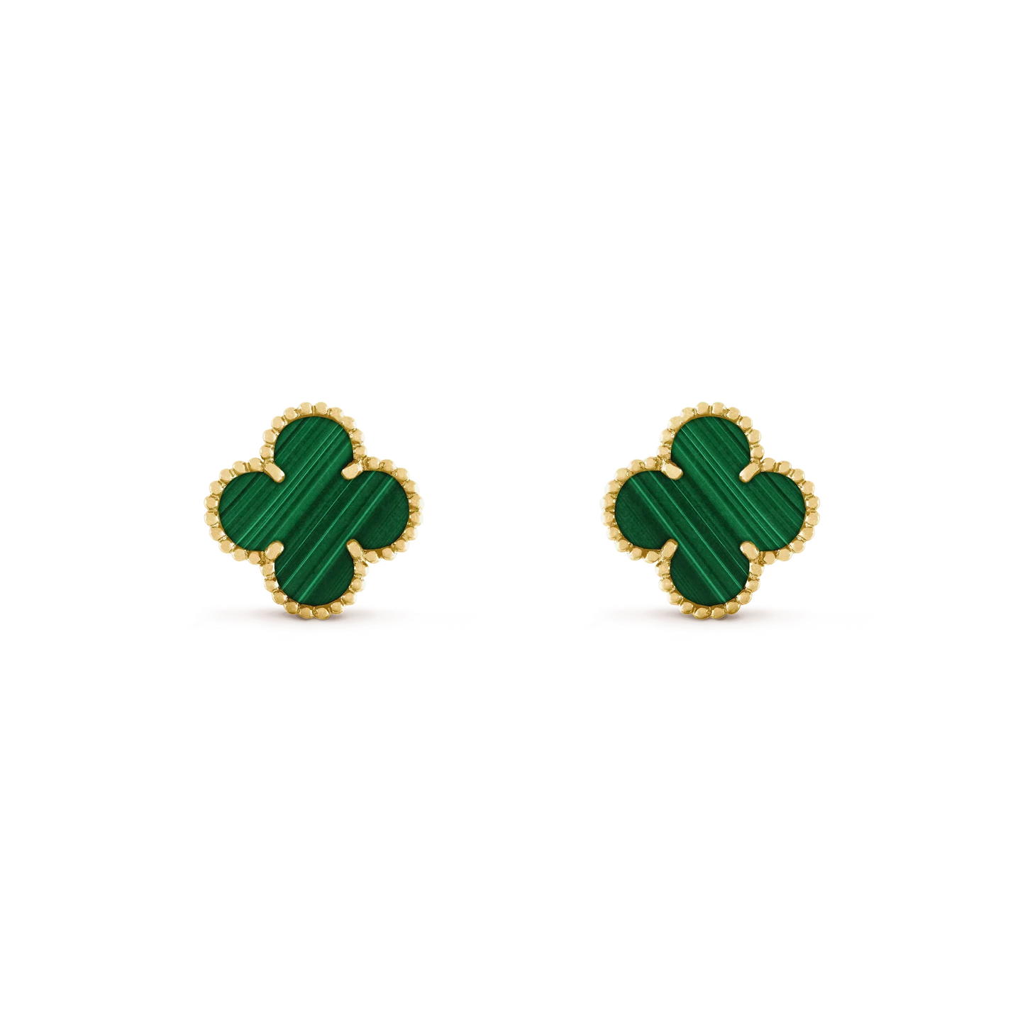 [basloveJW]CLOVER MEDIUM 1 MOTIFS MALACHITE  EARRINGS