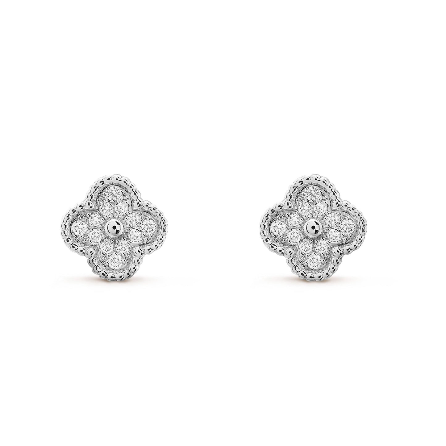 [basloveJW]CLOVER MINI DIAMOND STUD EARRINGS