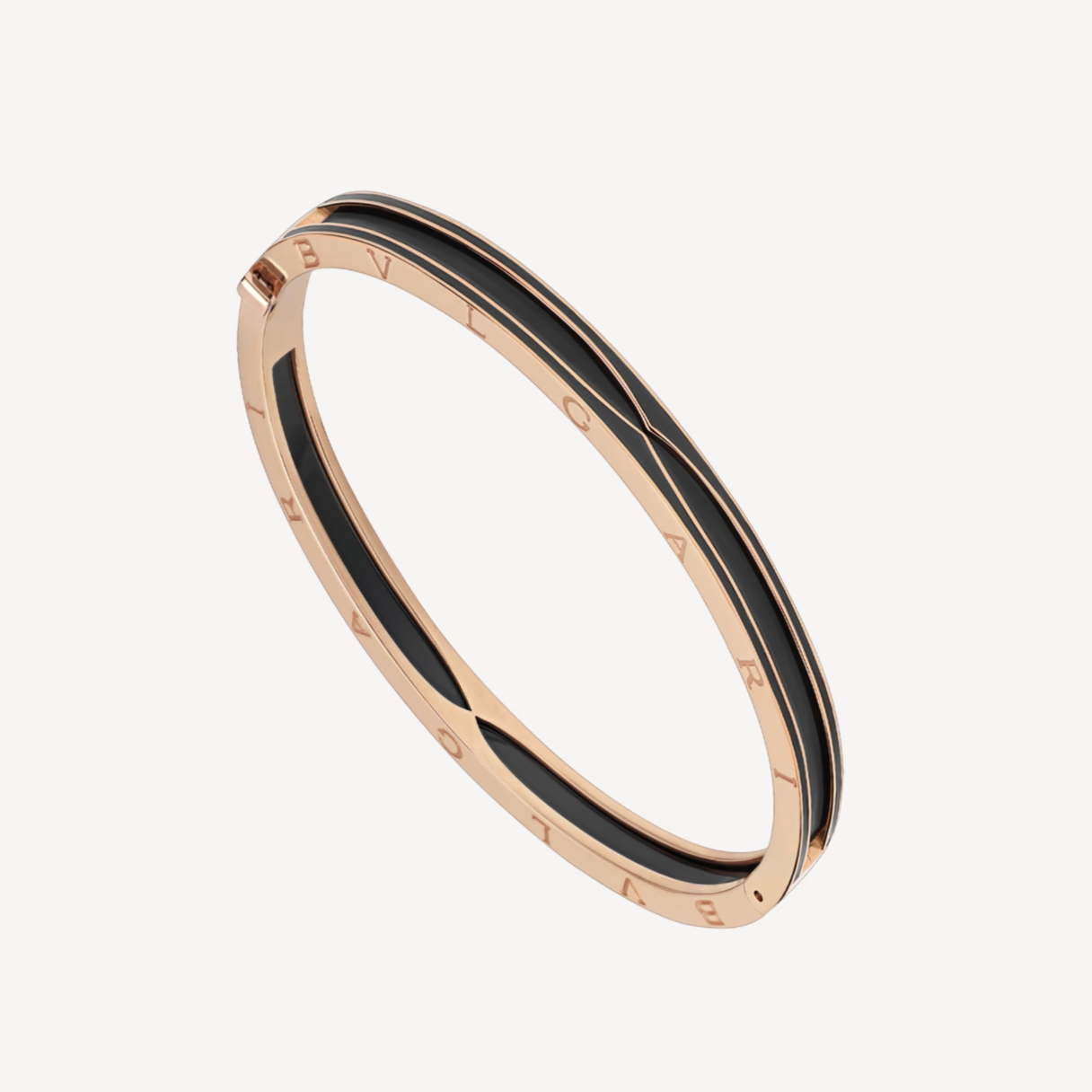 [Basjewels]ZERO 1 PINK GOLD WITH MATTE BLACK CERAMIC BRACELET