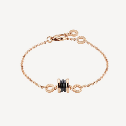 [Basjewels]ZERO 1 SOFT PINK GOLD AND BLACK CERAMIC BRACELET