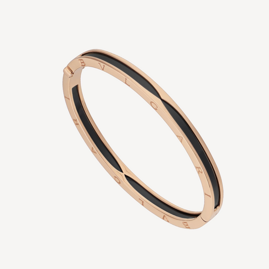 [Basjewels]ZERO 1 PINK GOLD WITH BLACK CERAMIC BRACELET