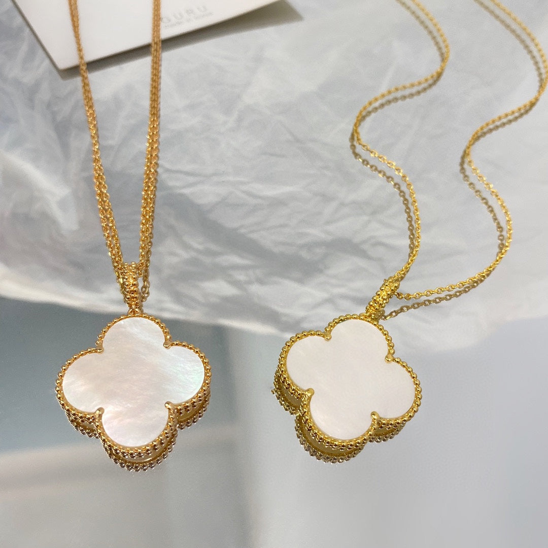 [basloveJW]CLOVER 25MM MOP LARGE PENDANT NECKLACE