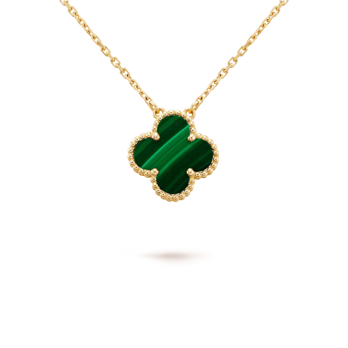 [basloveJW]CLOVER 15MM MALACHITE SINGLE FLOWER  NECKLACE