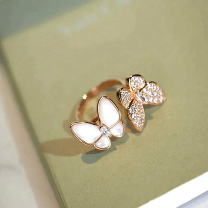 [basloveJW]TWIN BUTTERFLY DIAMOND MOP RING