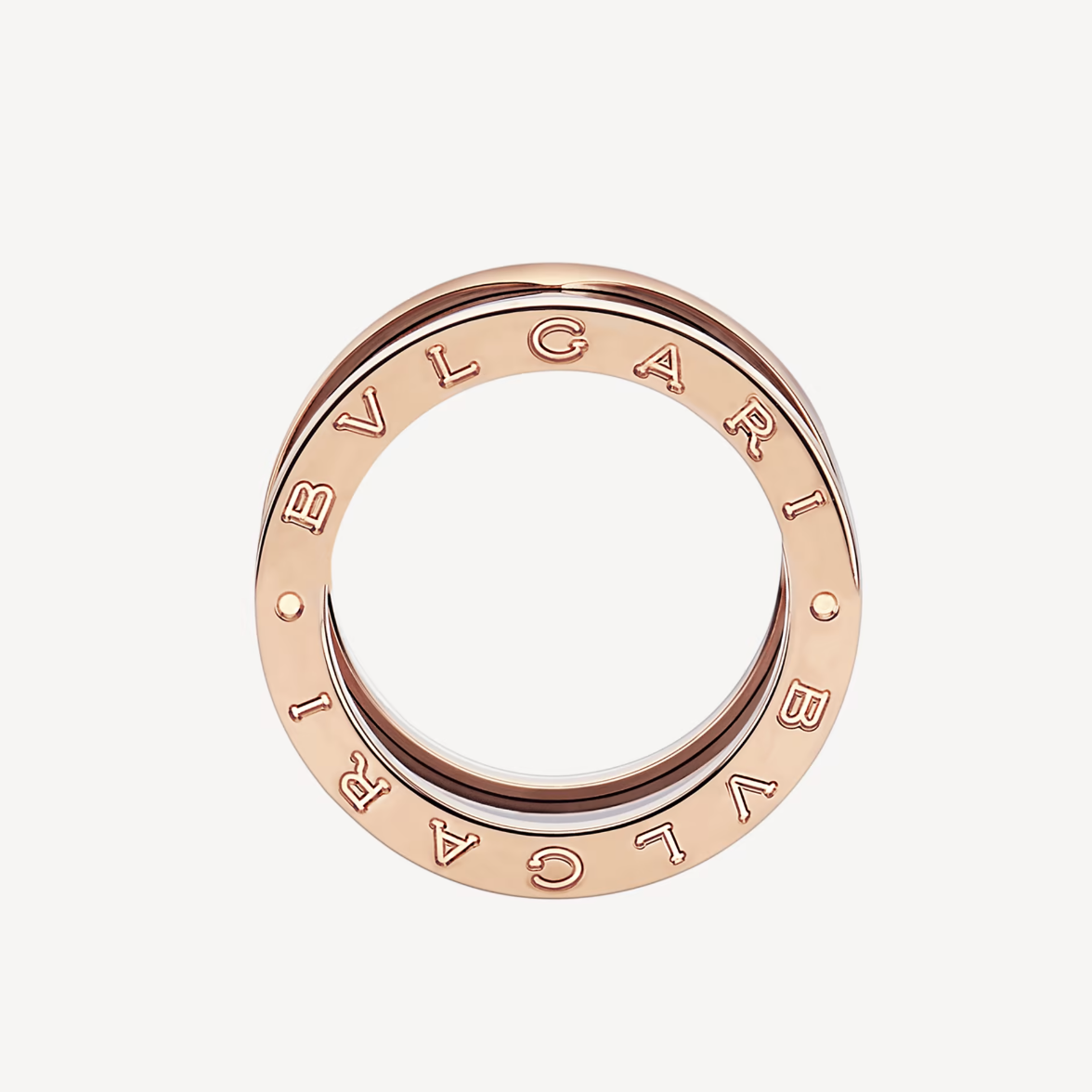 [Basjewels]ZERO 1 FOUR-BAND LOOPS AND BLACK CERAMIC SPIRAL PINK GOLD RING