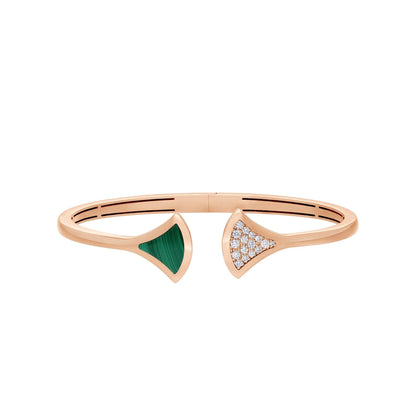 [Basjewels]DREAM BRACELET OPEN MALACHITE PINK GOLD