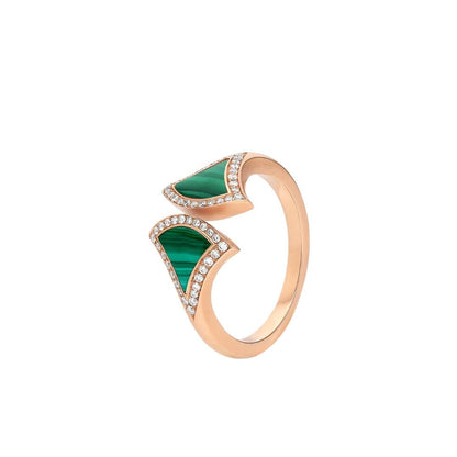 [Basjewels]DREAM MALACHITE DIAMOND OPEN RING