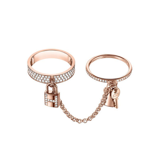 [Basjewels]HM KELLY CLOCHETTE DOUBLE RING IN ROSE GOLD WITH DIAMONDS