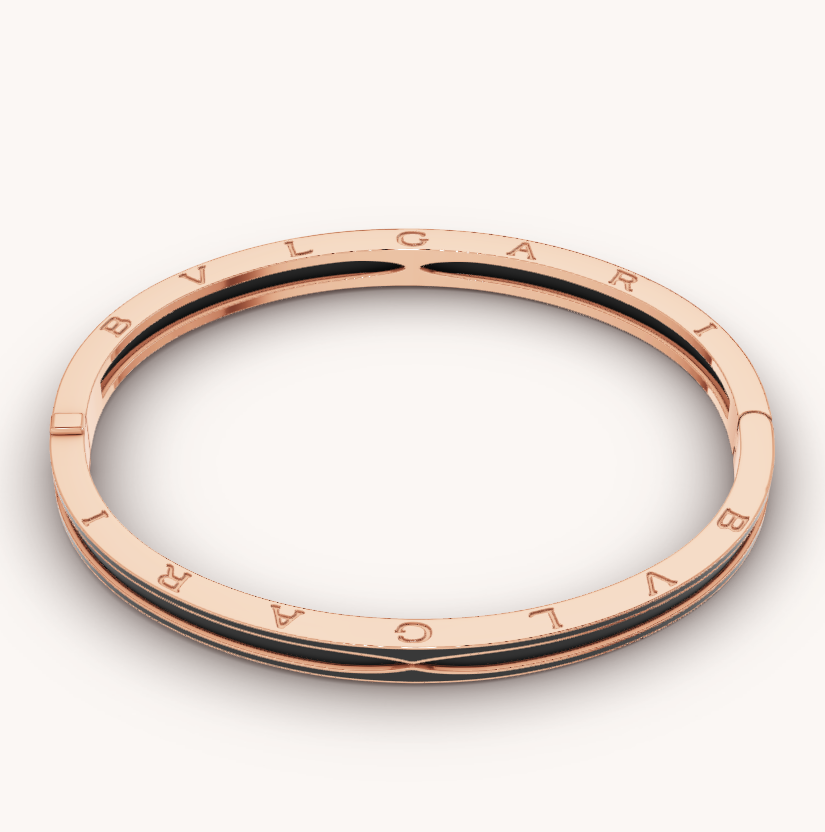 [Basjewels]ZERO 1 PINK GOLD WITH MATTE BLACK CERAMIC BRACELET