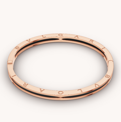 [Basjewels]ZERO 1 PINK GOLD WITH BLACK CERAMIC BRACELET